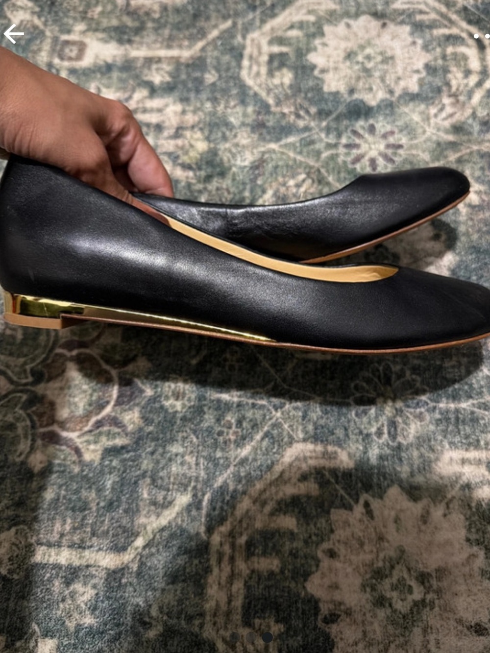 Cole Haan Black Leather Round-Toe Ballet Flats - Picture 3 of 4
